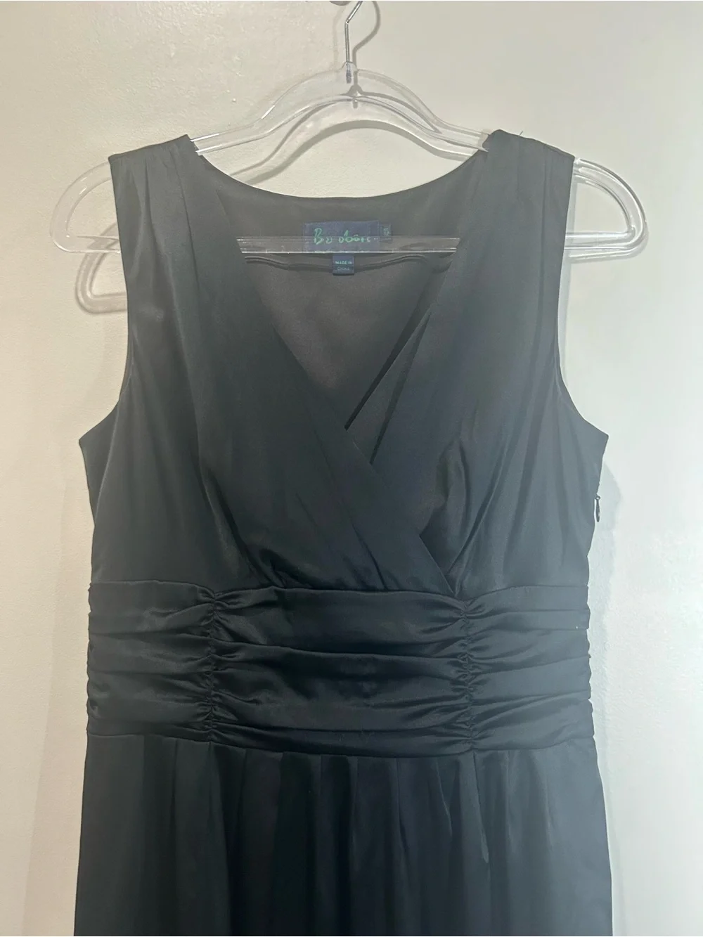 Boden Silk Dress Sz 10R Black Sleeveless MIDI V-Neck Fit & Flare Cocktail Party
